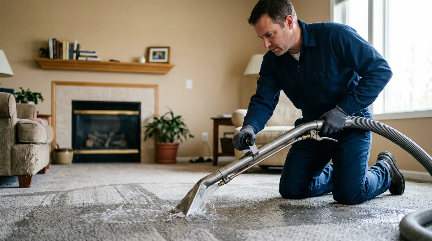 Water damage restoration technician working near Vinton, CA